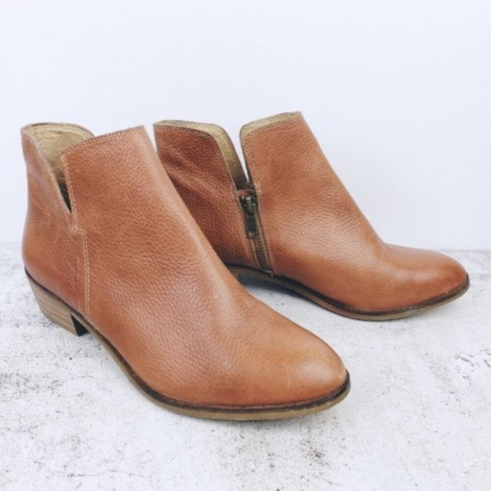 Splendid Pebbled Genuine Leather Ankle Booties size 6.5 Minimalist Preppy